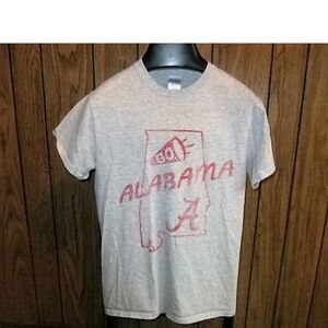 Gray Go Alabama Graphic T-Shirt Crimson Tide Small Gildan Tag